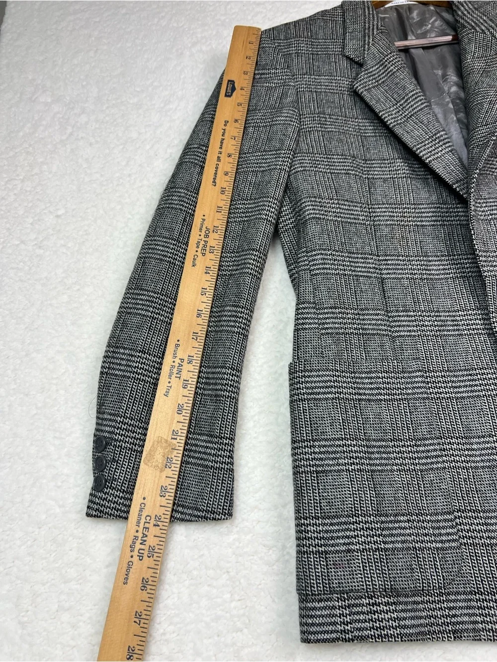Vintage Yves Saint Laurent Light Grey Plaid Blazer Sport Coat Jacket Size Small